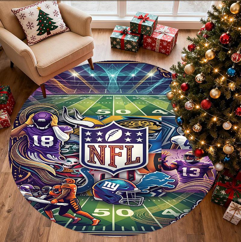 Круглый ковер с узором NFL, коврик для помещений/улицы, для пикника, игровой комнаты, спальни, офиса, гостиной, ковер для домашнего декора, подарок на день рождения