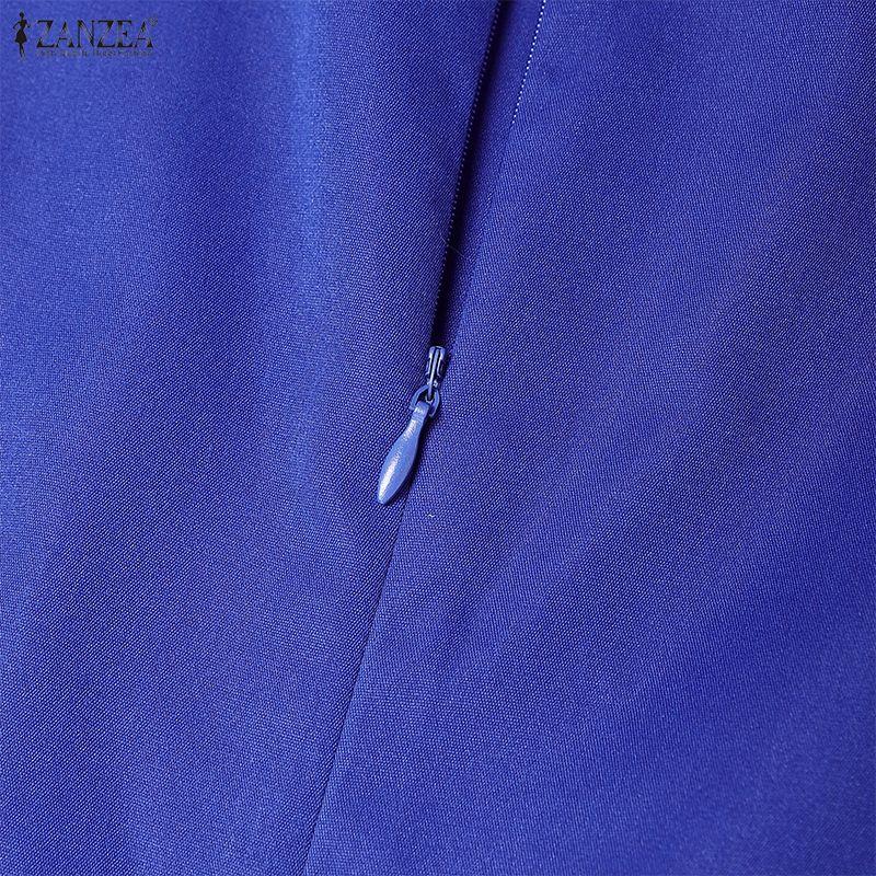 ZANZEA Женское повседневное летнее платье с круглым вырезом и коротким рукавом с принтом