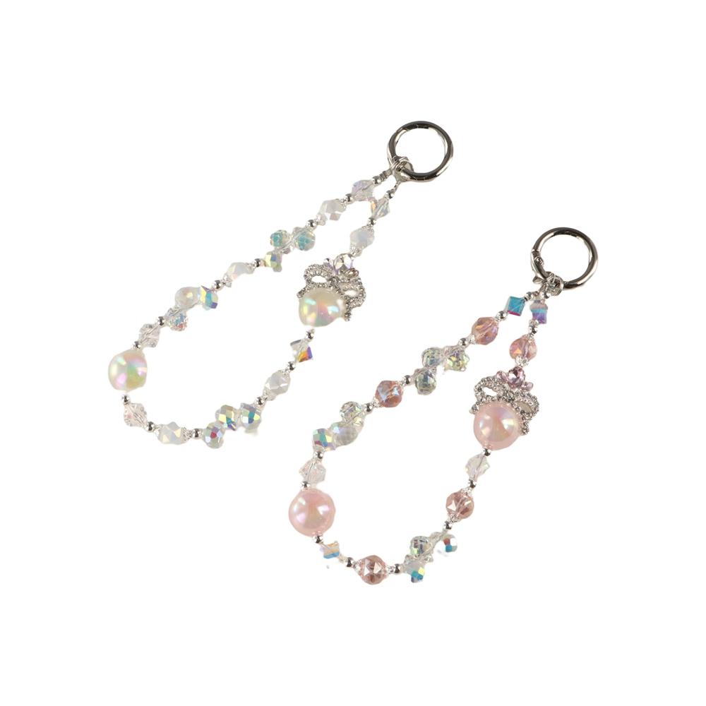 Pearl Short Colored Crystal Phone Strap Crystal Wrist Bracelet Phone Chain Phone Case Accessories
