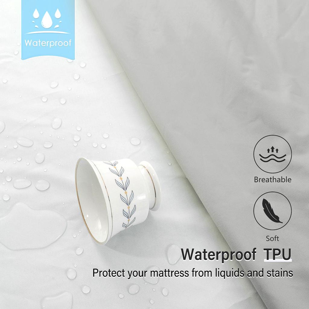 Mattress Protector Waterproof Breathable Fitted Mattress Cover Washable and Easy Care Black Navy Blue Grey