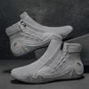 Men's Boots Large Size Fashion Zippered Slip-on Men's Shoes Upper Octopus Mid-top Rubber Sole Handmade Outdoor Boot Casual Walking Shoes