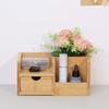 HTB Bamboo Desk Organizer Desk Accessory Storage Box Tabletop Stationery Pen Holder Office Supplies Storage Case Divider Drawer Multifunctional