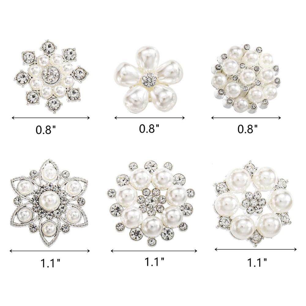 30 шт. Пуговицы-цветы с жемчугом и стразами 6 стилей Пуговица-цветок Блестящие пуговицы Домашнее украшение