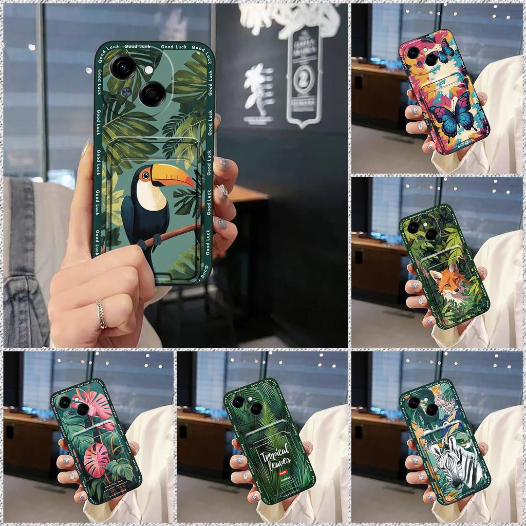 Cover Cute Phone Case For Tecno POP9 4G/Spark GO 1/KL4 Card Bag Back Cover Durable Dirt-resistant Graffiti Soft Case TPU