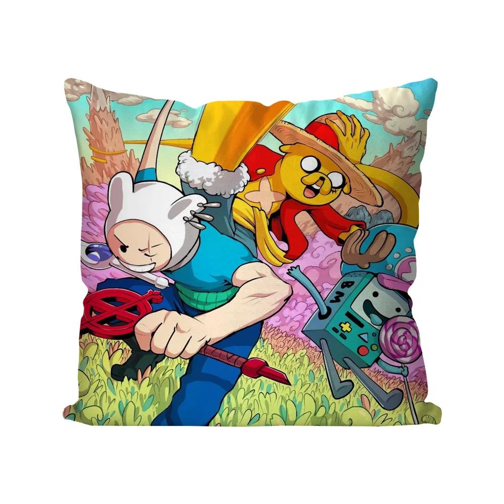 A-Adventure T-Time Comedy Animation Pillow Case Square Pillow Bedroom Sofa Leisure Comfort Car Living Room Home Decoration 40X40