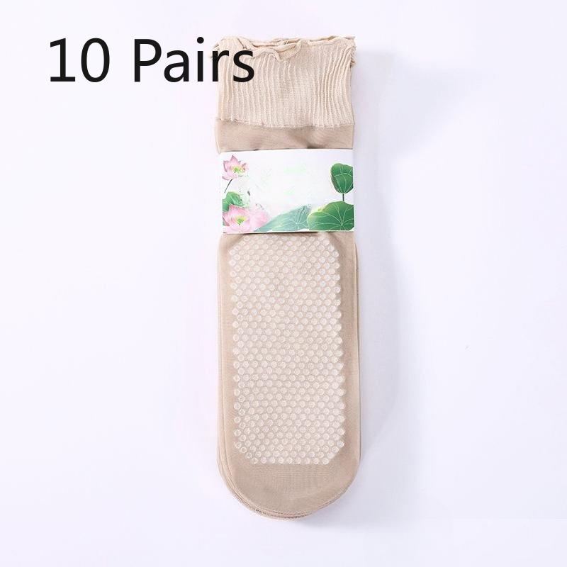 10 пар женских летних ультратонких носков-труб с широким голенищем и широким носком, без следа на стопе, не цепляющихся за проволоку, для пожилых
