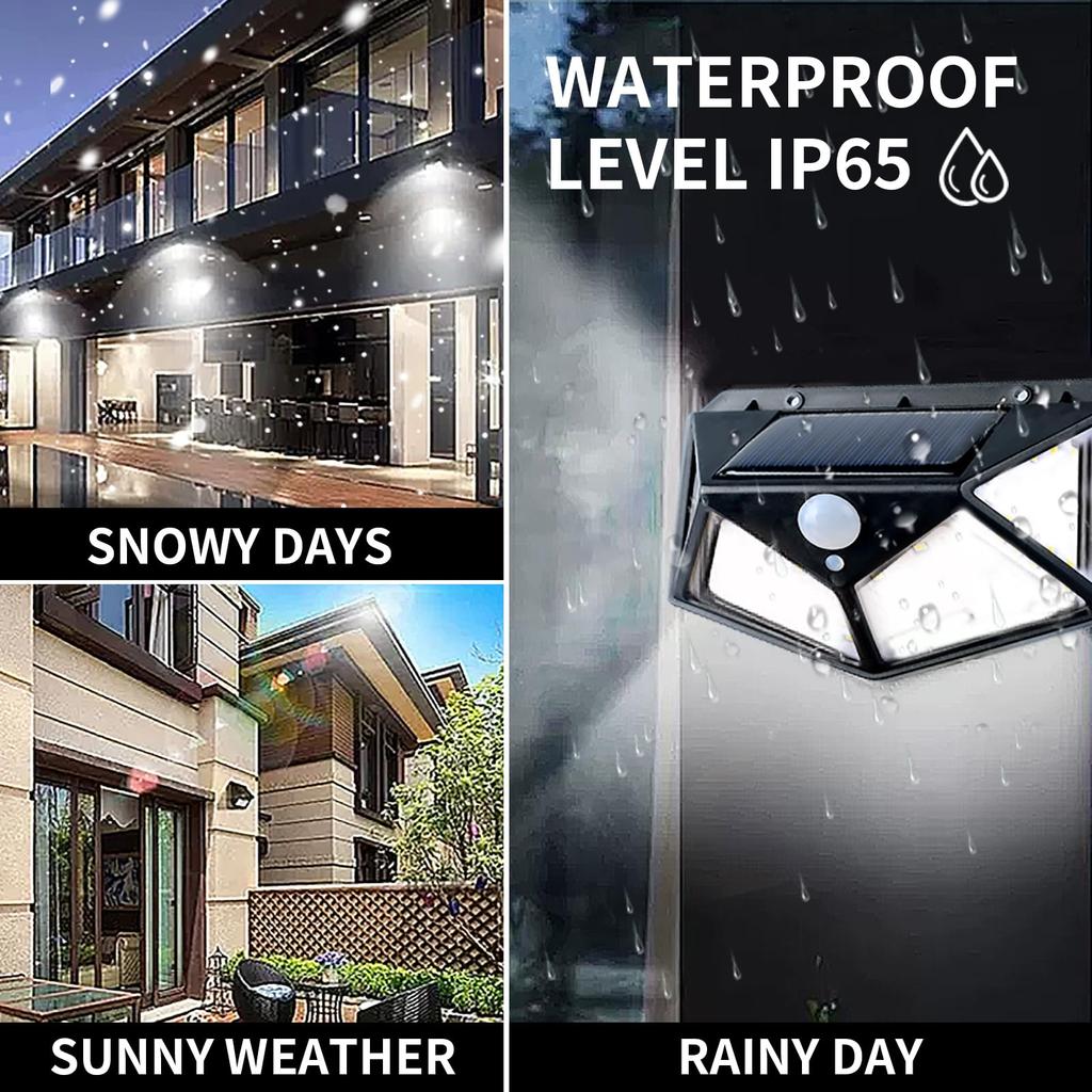 Уличный настенный светильник на солнечных батареях 100 светодиодов беспроводной датчик движения на солнечных батареях охранные светильники P65 водонепроницаемый 3 режима для сада, патио, двора, крыльца