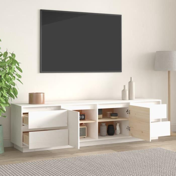 814320 vidaXL Meuble TV Blanc 176x37x47,5 cm Bois de pin massif