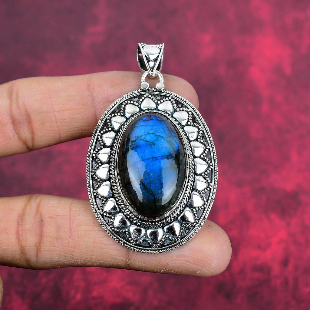 Подвеска из лабрадорита, ручная работа, драгоценный камень, серебряный кулон 925 пробы, антикварная бижутерия, для подарка, серебряные украшения