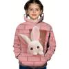 Толстовка с 3D ярким кроликом, повседневная, удобная, свободная, с длинным рукавом, свитшоты, детское мультяшное пальто, осенне-зимняя одежда