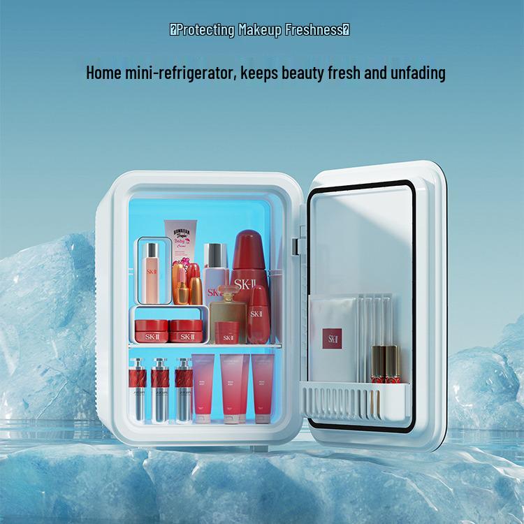 Compact Mini Fridge for Car/Home Use - Single Door, Dual-Purpose for Household & Cosmetic Storage