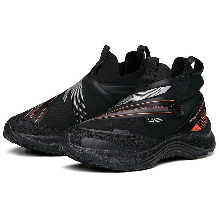 Anta Кроссовки Running Series из кожи, удобные, средней высоты, мужские, черные, оранжевые 112045529-3