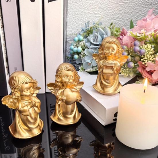 Little Angel Statue Resin Cherub Figurine Praying Angel Sculpture for Home Office Shelf Desktop Cabinet Decoration