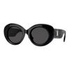 Solid Design Round Sunglasses Women's Black