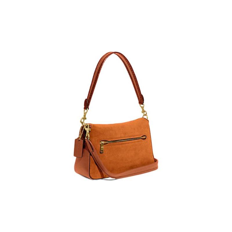 COACH Tabby 26 snap closure leather and suede and snakeskin hand-held shoulder bag women's brown