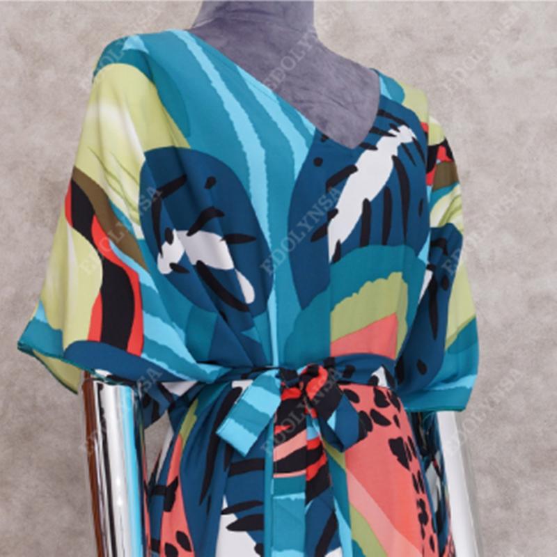 2022 быстросохнущая летняя женская пляжная одежда в стиле бохо с принтом, накидки-кафтан, длинное пляжное платье, хлопковая туника, купальный костюм, накидка