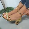 Fashion Women's High Heel Sandals Summer Popular New Shiny Diamond Gold Anti-slip Sandalias Zapatos Shoes for Woman