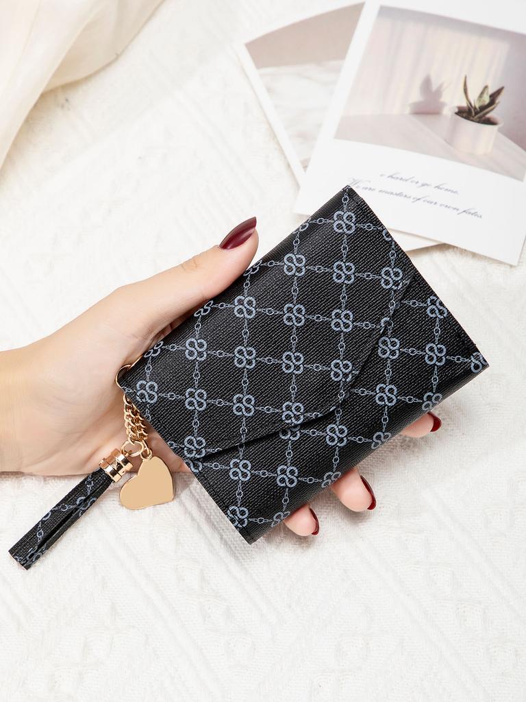 Новый женский шикарный ретро-кошелек для карт с модным принтом, многофункциональный короткий кошелек для монет из искусственной кожи, портативный ультратонкий маленький кошелек