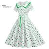 Женское праздничное платье Vinatge, большой подол, контрастный цвет, точечный принт, высокая талия с поясом, молния сзади, короткий рукав, кукольный воротник, 50-е, 60-е годы, выпускной, свадьба, принцесса