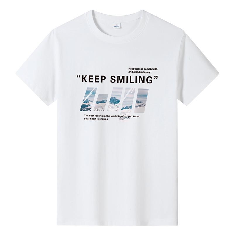 GMXIA Футболка с коротким рукавом из хлопка, мужская модная свободная рубашка с коротким рукавом, с принтом