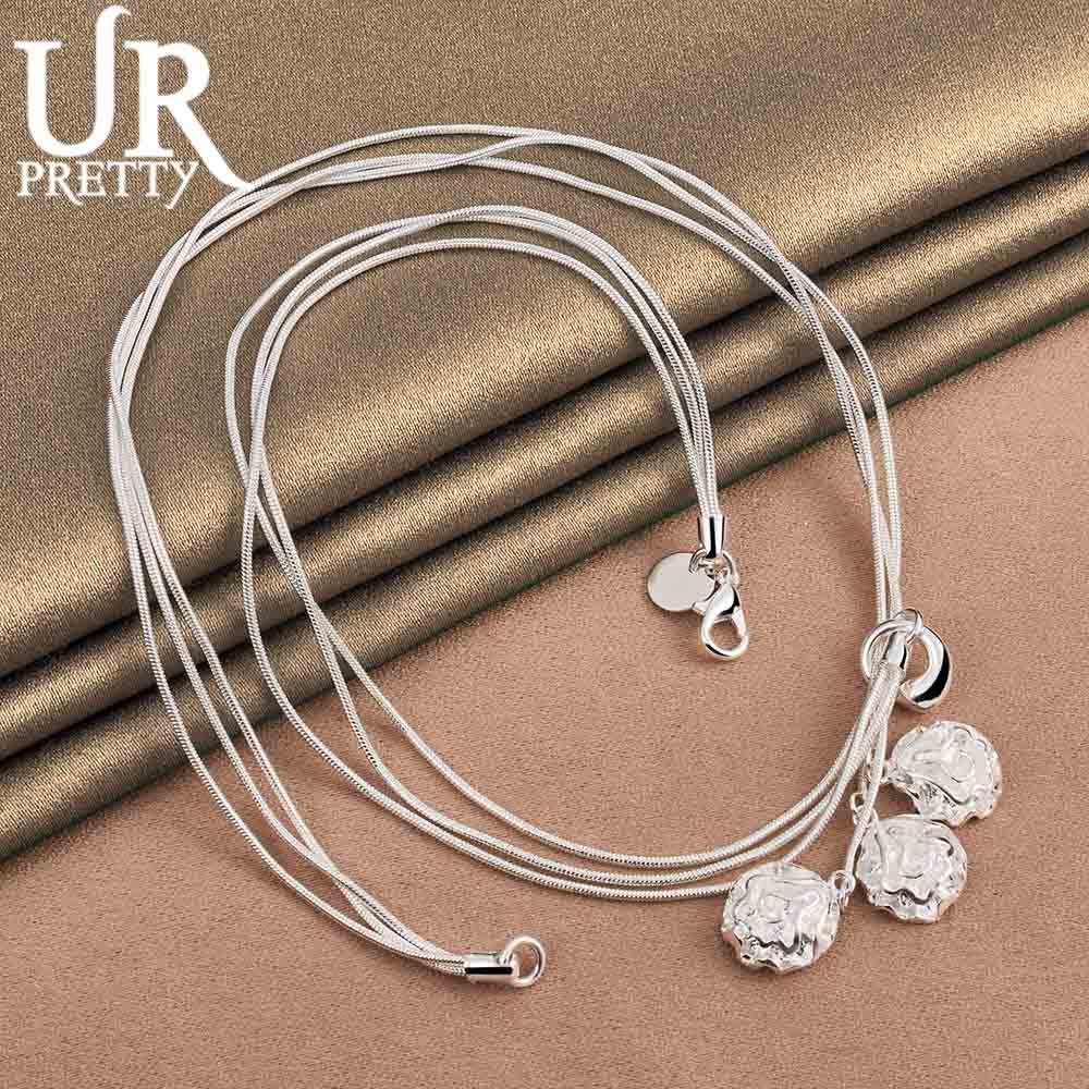 Ожерелье из стерлингового серебра 925 пробы с тремя розами в виде змеиной цепи, модный свадебный аксессуар