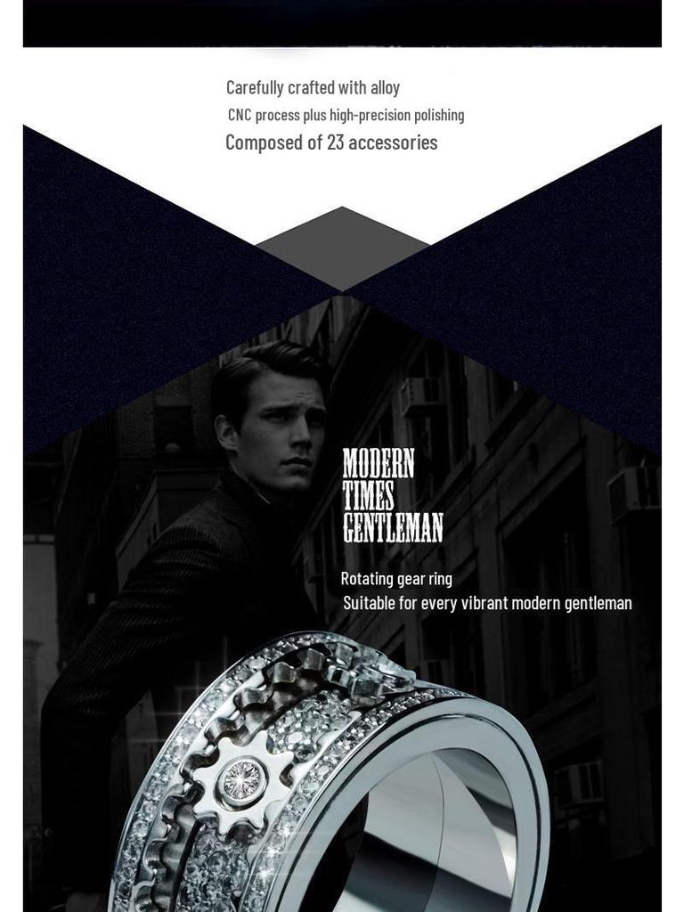 Унисекс кольцо с вращающимся механизмом, инкрустированное бриллиантами: Звездный дизайн для пар, полностью инкрустированное кольцо на мизинец