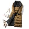 Winter Women Turtleneck White Duck Down Coat Double Breasted Warm Parkas  Double Sided Down Long Jacket