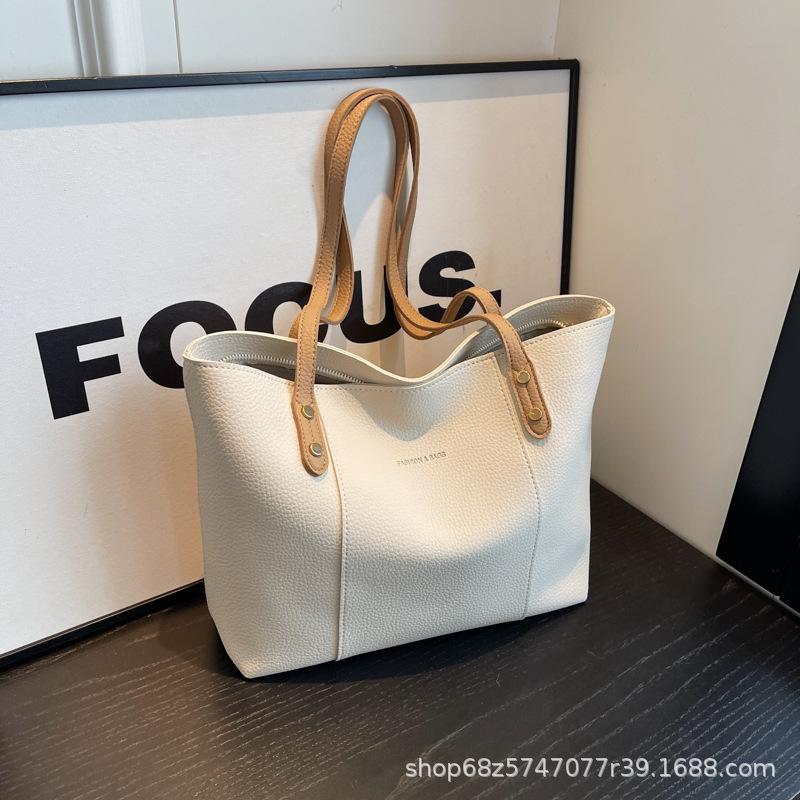 2025 new women's bag, large capacity commuter bag, women's retro simple atmospheric shoulder bag, handbag, tote bag