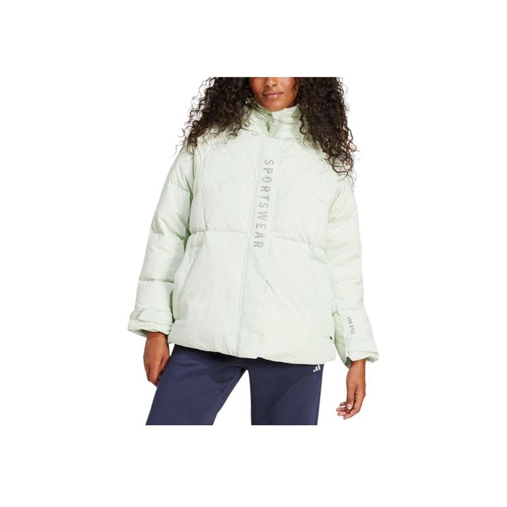 Adidas Спортивная повседневная теплая куртка-пуховик с капюшоном, женская верхняя одежда, мятно-зеленая JM4619