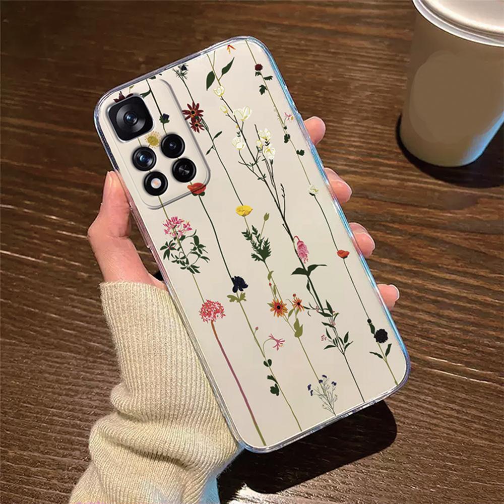 Масляная живопись с цветами розы Чехол для телефона с ромашками Для Xiaomi Redmi Note 11 11S 12 12S Pro Чехол Силиконовый Прозрачный Clear Защита