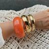 Salircon Vintage Punk Gold Color Metal Wide Bangles Women 2026 Geometric Orange Thick Resine Acrylic Bracelets Aesthetic Jewelry