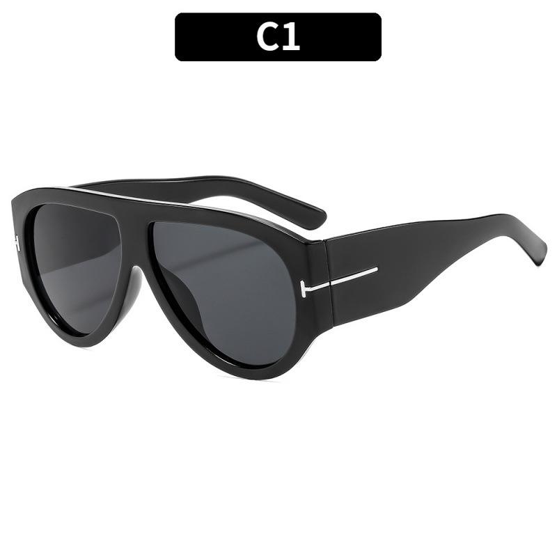 New European and American large-frame toad glasses T-word pilot personalized fashion glasses advanced sense UV protection sunglasses