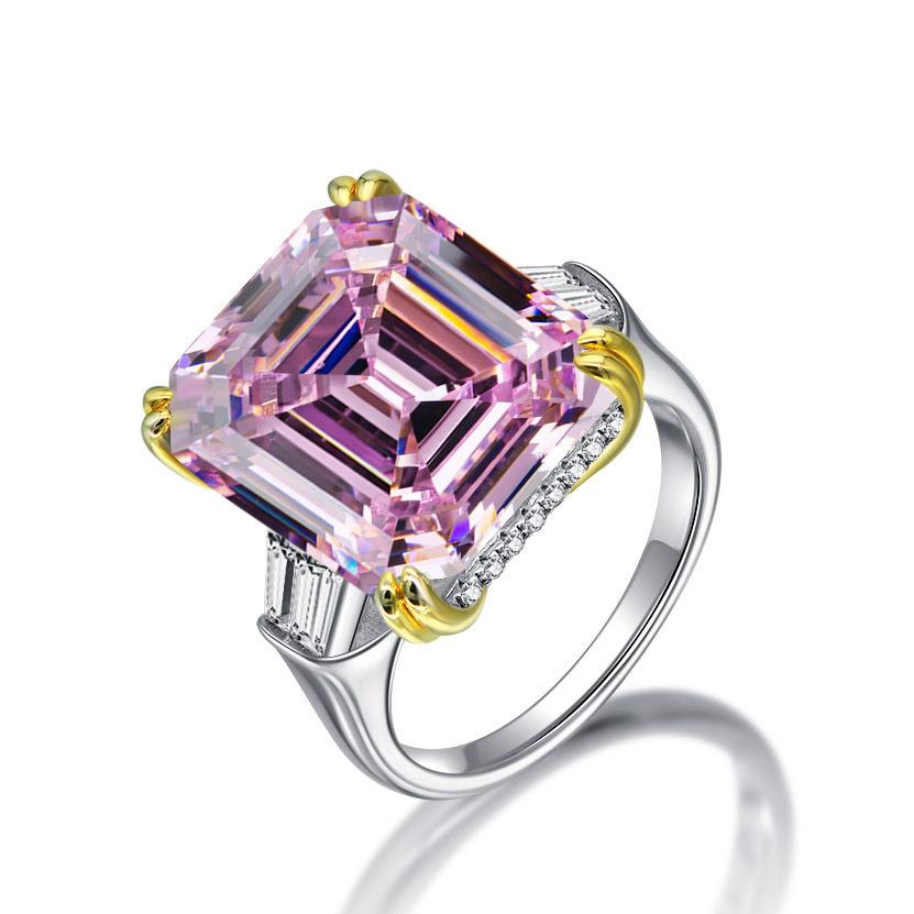 TanciseS925 Sterling Silver Square Ring Synthesized 7A Zircon Luxury Diamond.
