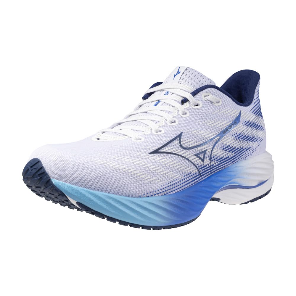 Mizuno Wave Rider 28 Running Thick White X Navy X 2E Shoes, Jogging, Marathon, Training, Sports, Lightweight, Resilient, Sole, Men's, Blue, 26.0 Cm,