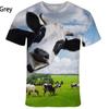 Fashion Fun Animal Cow 3D Printed T-shirt for Men and Women Casual Short Sleeve Round Neck Cow Shirt Top for Summer