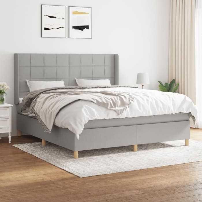 3132001 vidaXL Divan Bed with Mattress Light Grey 160x200cm Fabric