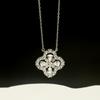 S925 Sterling Silver Four-Leaf Clover Pendant Necklace: Sparkling Gift for Girlfriend In Elegant High-End Style
