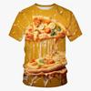 3D Printed Food Pizza T-shirt Men's Casual Summer Short Sleeved T-shirt Street Round Neck Versatile Top