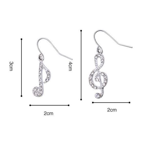 Асимметричные стразы, инкрустированные музыкальной нотой, ушные крючки, женские висячие серьги, ювелирные изделия