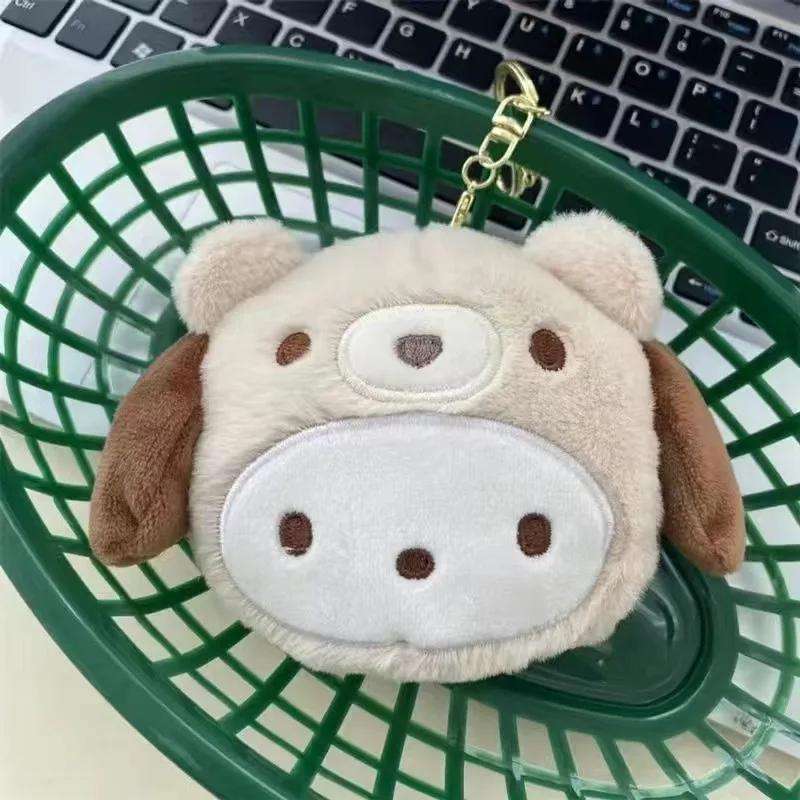 Sanrio Kuromi Plush Keychain Wallet Melody Cinnamoroll Plushies Coin Purse Earphone Organizer Bag Pendant Key Ring Girls Gifts