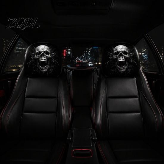 Breathable Polyester Headrest Protector Funny Car Covers, Ghost Skull Print Novelty Horror Style Auto Decor Seat Protector, Universal Interior