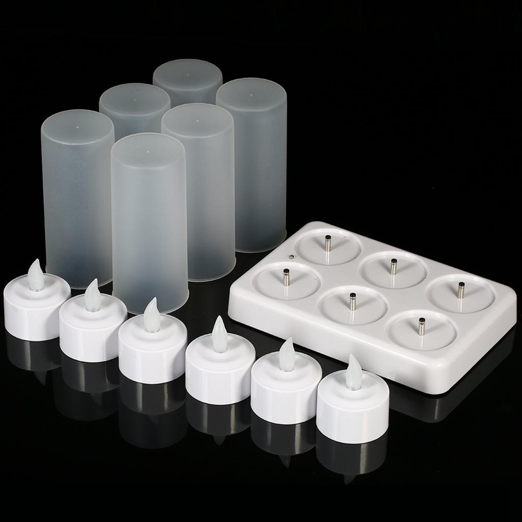 Colourful LED Candle Light Rechargeable Simulation Flameless Tea Candle Lights With Frosted Cup for
