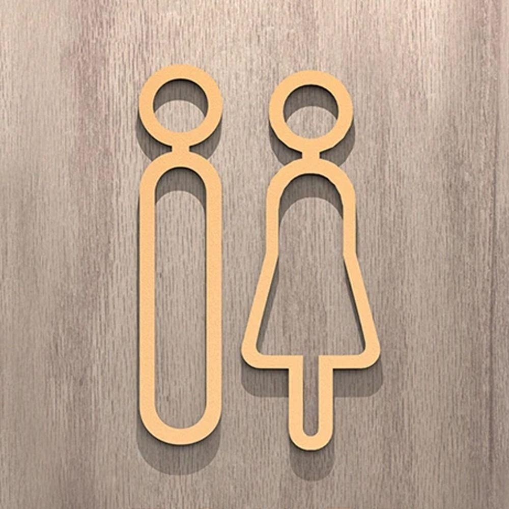 DIY Washroom Sign Plate Set Black Gold Toilet Sign Plate Wc Holder Signage Board Home Decor