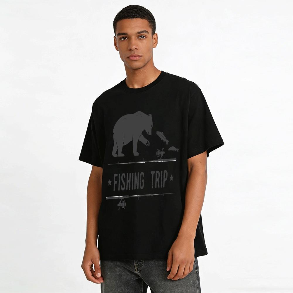 Графическая футболка с принтом медведя для активного отдыха и рыбалки, повседневная футболка из чистого хлопка