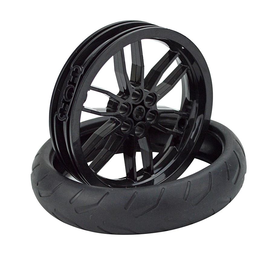 2 шт. Строительный блок MOC Шина для мотоцикла и Диск для мотоцикла Техническая деталь Колесо со ступицей Совместимо с 88517 11957 Игрушка Машинки
