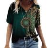2023 Summer 5XL Women's T-Shirt Vintage Casual Black Fashion V Neck Pullover Short Sleeve Printed Loose Daily Tops Design Clothe