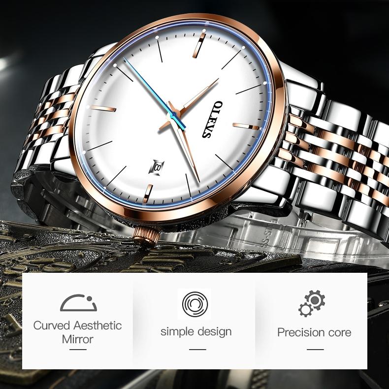 OLEVS Брендовые автоматические механические часы, модные водонепроницаемые мужские часы со стальным ремешком, мужские часы