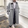 2025 Новая женская осенне-зимняя комбинированная шерстяная куртка с карманами на пуговицах, простая, с длинными рукавами и лацканами