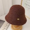 Simple lamb wool fisherman's hat children's winter plush bucket hat solid color basin hat warm fashion hat tide
