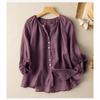 Lantern Sleeve V Neck Linen Shirt Women's Seven Quarter Sleeve Cotton Linen Shirt Spring Summer